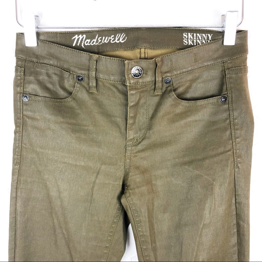 Madewell Wax Coated Dark Green Camo Skinny Jeans Mid Rise 24 - Picture 2 of 7